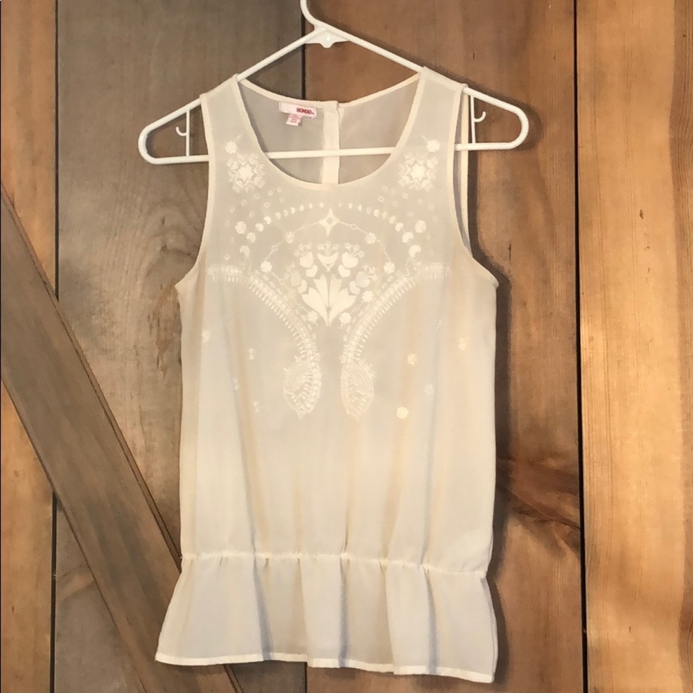 Sheer embroidered tank blouse